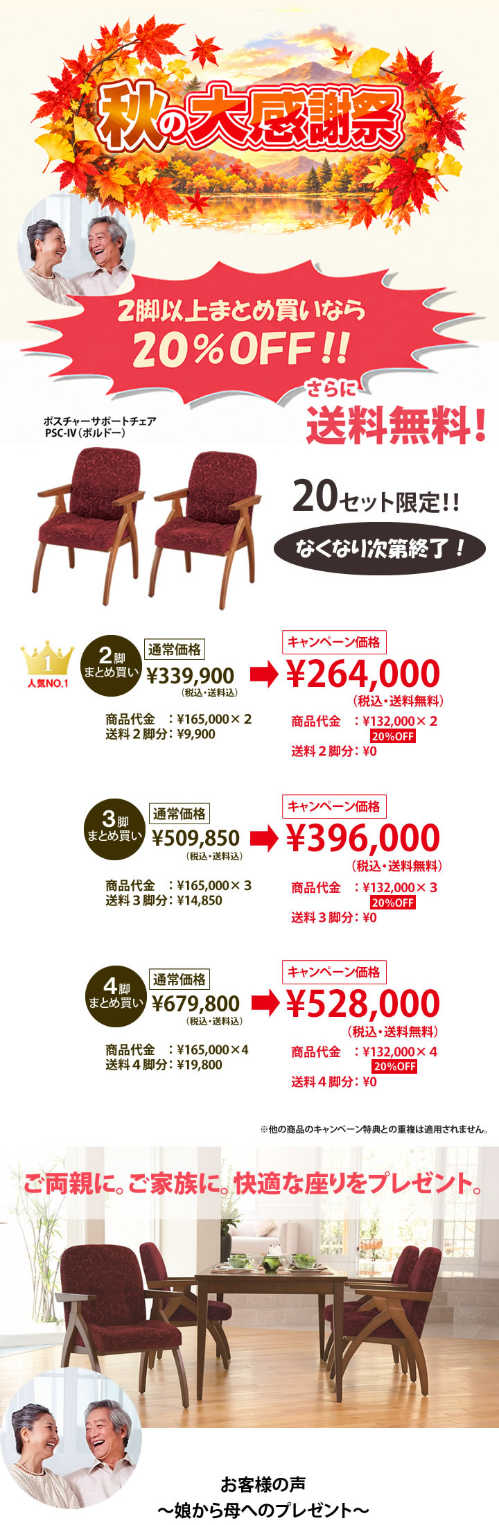 特別価格20％OFFさらに送料無料ポスチャーサポートチェアPSC-IV